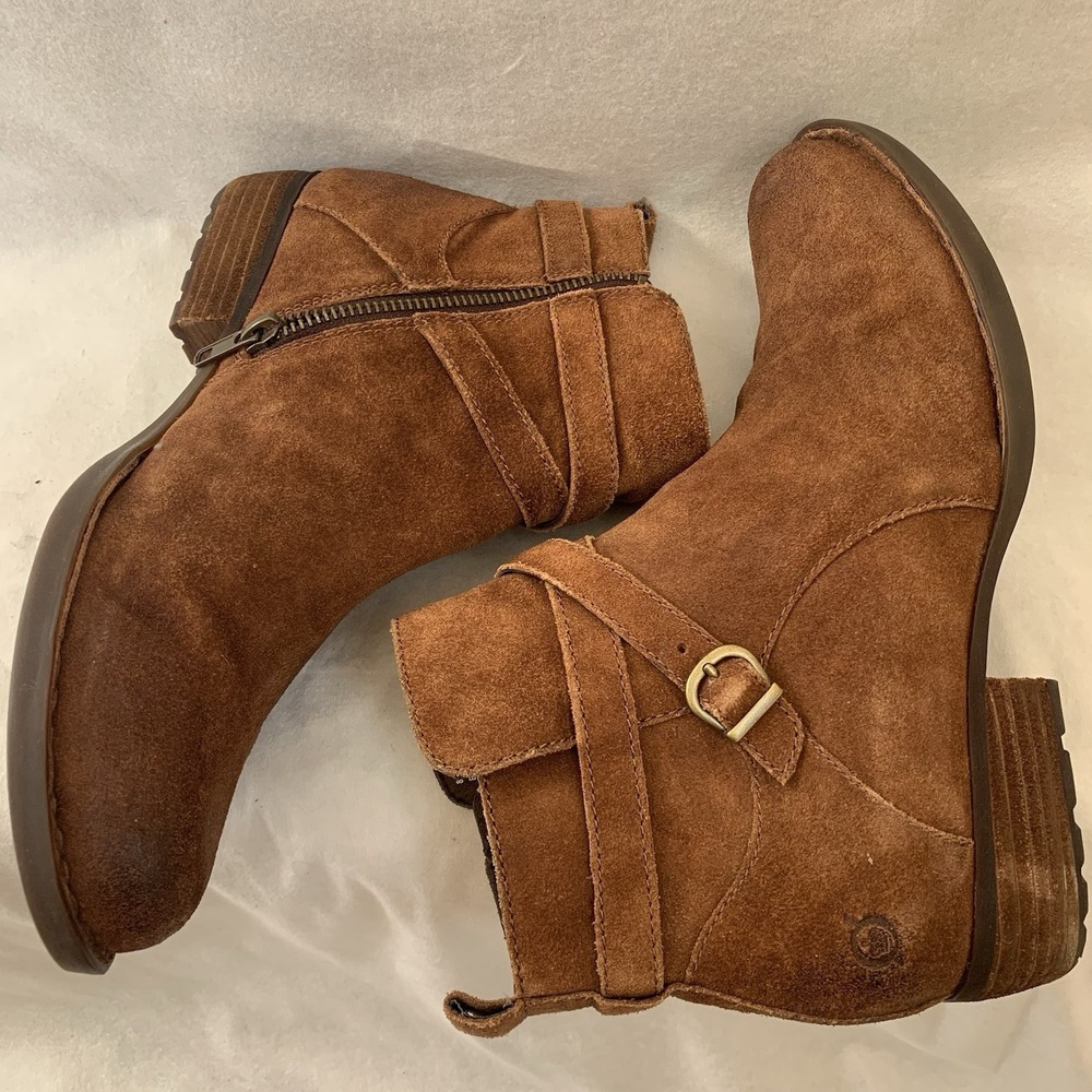 BORN FAYWOOD RUST -Tobacco Distressed Oil Rub SUEDE Ankle Boot SZ- 8.5M Brown - Picture 5 of 16